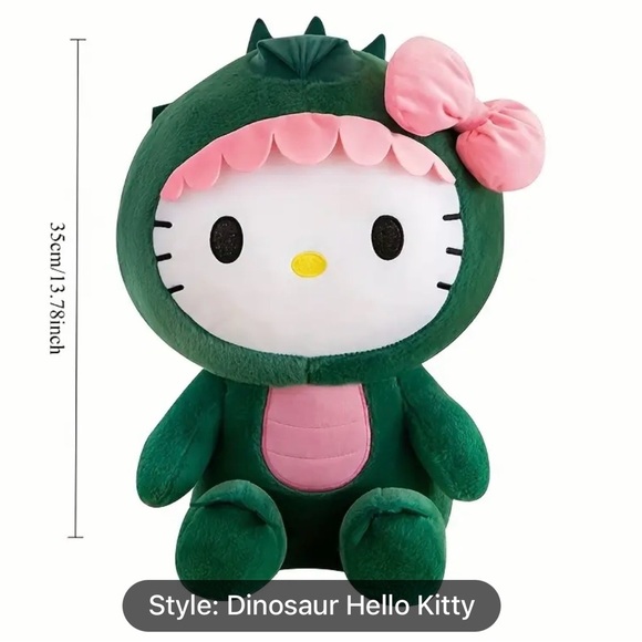 Sanrio Hello Kitty Dinosaur Plush – 13.7” Green Dino Costume Collectible - Picture 4 of 4